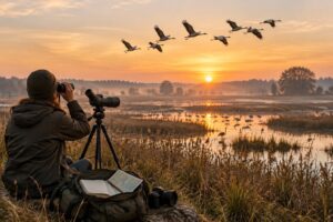 découvrez quand observer la migration des grues cendrées, les meilleurs sites en france et le matériel indispensable pour profiter pleinement du spectacle.