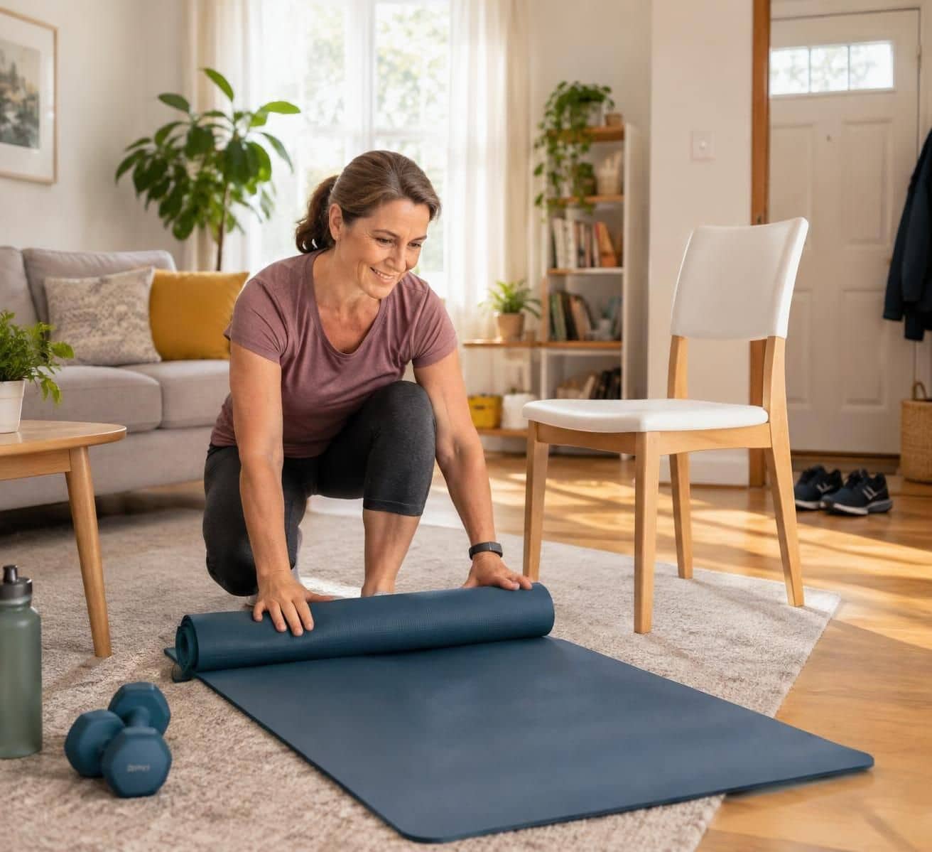 après 45 ans, reprenez le sport à votre rythme sans salle à proximité : découvrez des exercices simples à faire chez vous ou en plein air.